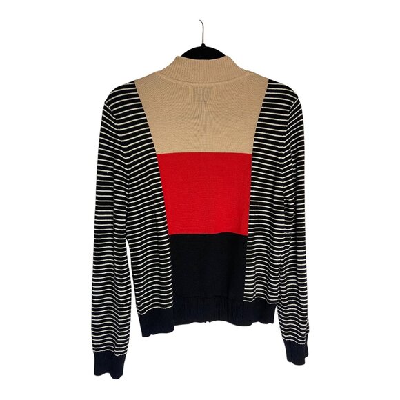 St. John Colorblock Striped Full Zip Wool Sweater-sz Medium - Picture 2 of 6